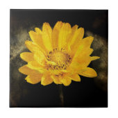 Schöne Sonnenblume mit dunkelbraunem Hintergrund Fliese (Vorderseite)