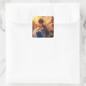 Schöne Sonnenblume mit Lüster Quadratischer Aufkleber (Tasche)