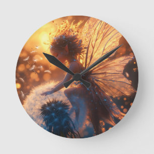 Schöne Sonnenblume mit Lüster Runde Wanduhr