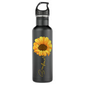 Schöne Sonnenblume mit Sonnenblumenaufschrift Shir Edelstahlflasche (Vorderseite)