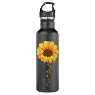Schöne Sonnenblume mit Sonnenblumenaufschrift Shir Edelstahlflasche