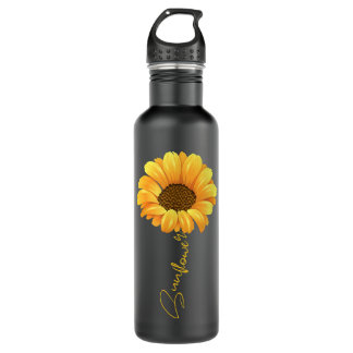 Schöne Sonnenblume mit Sonnenblumenaufschrift Shir Edelstahlflasche