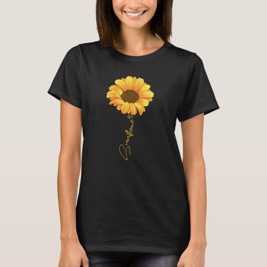 Schöne Sonnenblume mit Sonnenblumenaufschrift Shir T-Shirt (Vorderseite)