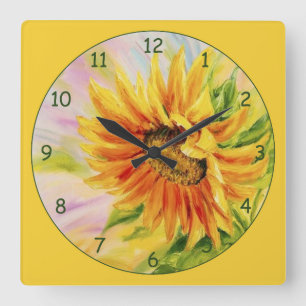 Schöne Sonnenblume Quadratische Wanduhr