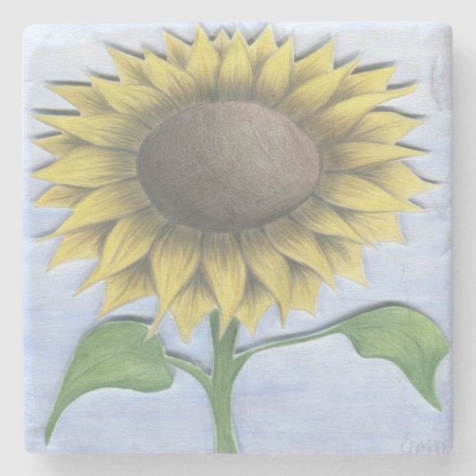 Schöne Sonnenblume Steinuntersetzer (Vorderseite)