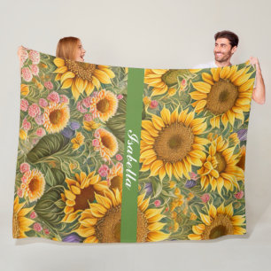 Schöne Sonnenblume Trendy Collection Fleecedecke