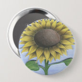 Schöne Sonnenblume Zeichnend Button (Vorne & Hinten)