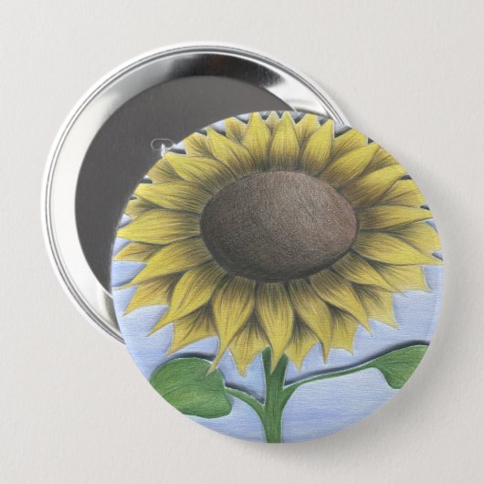 Schöne Sonnenblume Zeichnend Button (Vorne & Hinten)