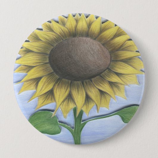 Schöne Sonnenblume Zeichnend Button (Vorderseite)