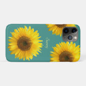 Schöne Sonnenblumen auf Aquamarin Case-Mate iPhone Hülle (Rückseite (Horizontal))