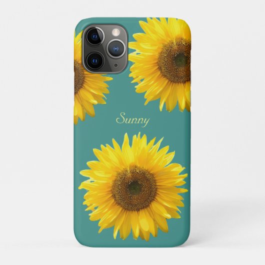 Schöne Sonnenblumen auf Aquamarin Case-Mate iPhone Hülle (Rückseite)
