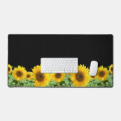Schöne Sonnenblumen auf schwarz Schreibtischunterlage (Tastatur & Maus)
