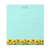 Schöne Sonnenblumen auf Sky Blue Lined Notepad Notizblock (Vorderseite)