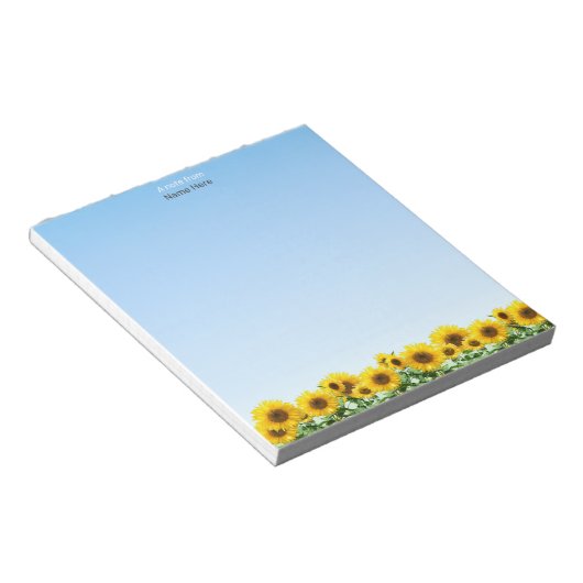 Schöne Sonnenblumen auf Sky Blue Simple Notepad Notizblock (angewinkelt)