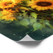 Schöne Sonnenblumen Blumen Bouquet Illustration Poster (Ecke)