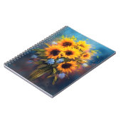 Schöne Sonnenblumen Bouquet Elegantes Botanisches Notizblock (Linke Seite)
