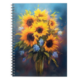 Schöne Sonnenblumen Bouquet Elegantes Botanisches  Notizblock