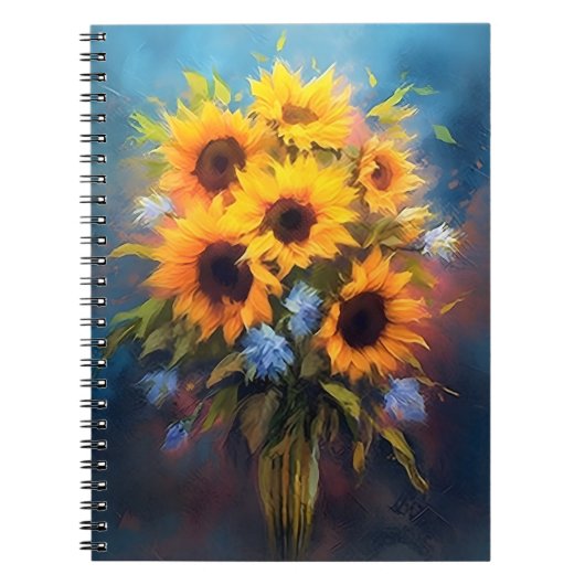 Schöne Sonnenblumen Bouquet Elegantes Botanisches Notizblock (Vorderseite)