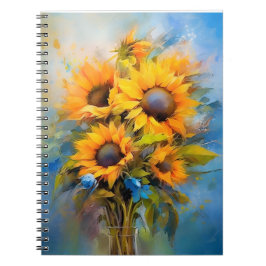 Schöne Sonnenblumen Bouquet Natur Botanische Kunst Notizblock
