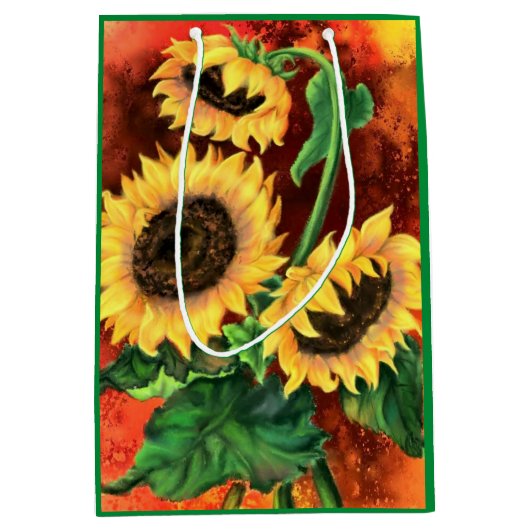 Schöne Sonnenblumen Geschenktasche Mittlere Geschenktüte (Vorderseite)