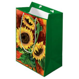 Schöne Sonnenblumen-Geschenktasche Mittlere Geschenktüte