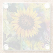 Schöne Sonnenblumen im Wasser Glasuntersetzer (Rückseite)