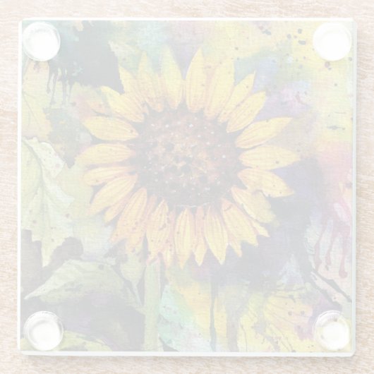 Schöne Sonnenblumen im Wasser Glasuntersetzer (Rückseite)