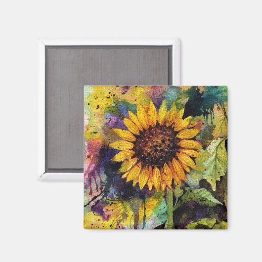 Schöne Sonnenblumen im Wasser Magnet (Vorderseite/Rückseite)