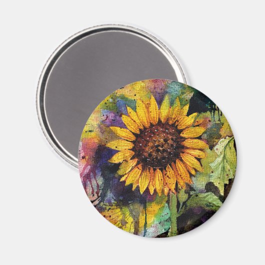 Schöne Sonnenblumen im Wasser Magnet (Vorderseite/Rückseite)