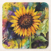 Schöne Sonnenblumen im Wasser Rechteckiger Pappuntersetzer (Vorderseite)