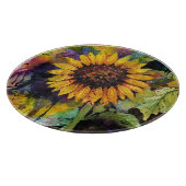 Schöne Sonnenblumen im Wasser Schneidebrett (Ecke)