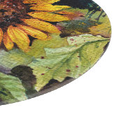 Schöne Sonnenblumen im Wasser Schneidebrett (Ecke)