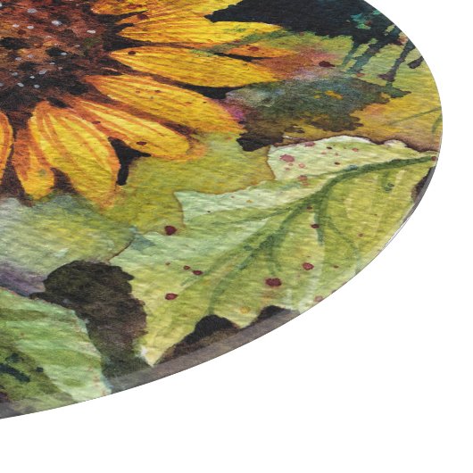 Schöne Sonnenblumen im Wasser Schneidebrett (Ecke)