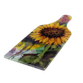 Schöne Sonnenblumen im Wasser Schneidebrett (Ecke)