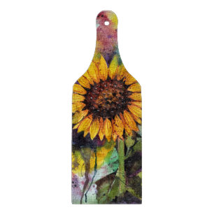Schöne Sonnenblumen im Wasser Schneidebrett