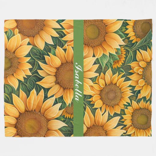 Schöne Sonnenblumen Moderne Sammlung Fleecedecke (Vorderseite (Horizontal))