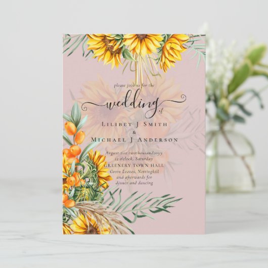 Schöne Sonnenblumen Pampas Grass Wedding (Stehend Vorderseite)