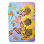 Schöne Sonnenblumen Schmetterlinge Blumengarten Badematte (Vorderseite Vertikal)