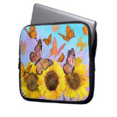 Schöne Sonnenblumen Schmetterlinge Blumengarten Laptopschutzhülle (Vorderseite Links)