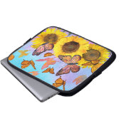 Schöne Sonnenblumen Schmetterlinge Blumengarten Laptopschutzhülle (Vorne Knopf)