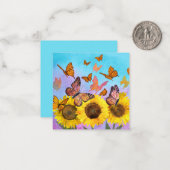 Schöne Sonnenblumen Schmetterlinge Blumengarten Mitteilungskarte (Vorderseite/Rückseite Beispiel)