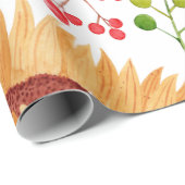 Schöne Sonnenblumen und Berries Wasserfarbe  Geschenkpapier (Rolleneckpunkt)