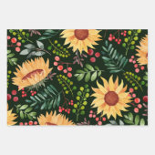 Schöne Sonnenblumen und Berries Wasserfarbe Geschenkpapier Set (Vorderseite 3)