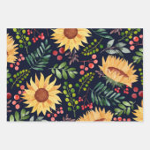 Schöne Sonnenblumen und Berries Wasserfarbe Geschenkpapier Set (Vorderseite 2)