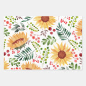 Schöne Sonnenblumen und Berries Wasserfarbe Geschenkpapier Set (Vorderseite)