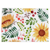 Schöne Sonnenblumen und Berries Wasserfarbe Große Geschenktüte (Rückseite)