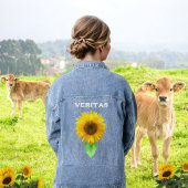 Schöne Sonnenblumen und Typografie Jeansjacke