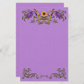 Schöne Sonnenblumen Wirbel Lila Briefpapier (Vorne/Hinten)