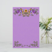 Schöne Sonnenblumen Wirbel Lila Briefpapier (Stehend Vorderseite)