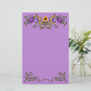 Schöne Sonnenblumen Wirbel Lila Briefpapier